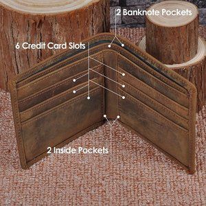 RFID Genuine Leather Wallets for Men, Handmade Vintage  Distressed Slim Bifold